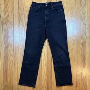 Agolde Pinch Waist High Rise Kick Flare Jeans Panoramic Black Denim Size 27